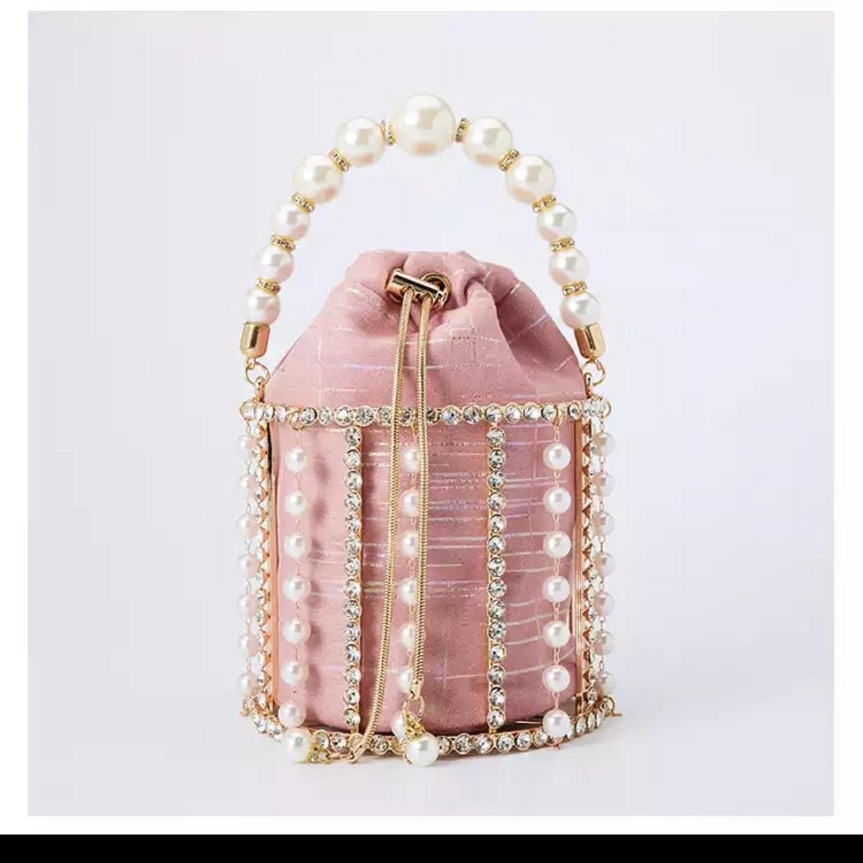 Luxury Rhinestone Diamond And Pearl Clutch Bag