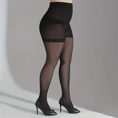 Women's Plus Size Sheer Control Top Pantyhose, High Rise, Black