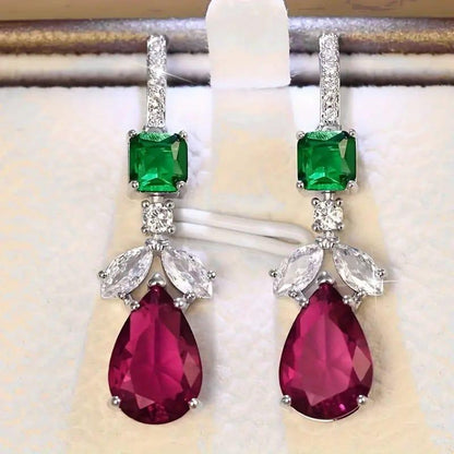 uxury Crystal Gems Dangle Earrings