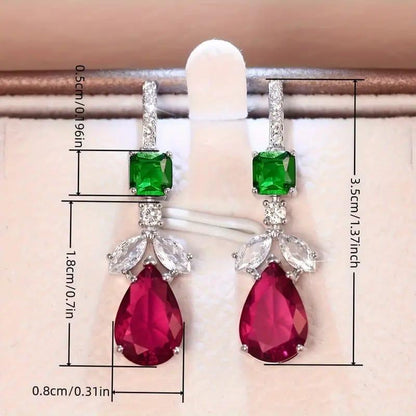 uxury Crystal Gems Dangle Earrings