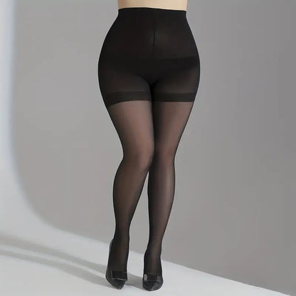Women's Plus Size Sheer Control Top Pantyhose, High Rise, Black