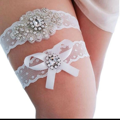 Rhinestone Bridal Garter Set