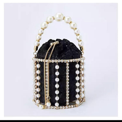 Luxury Rhinestone Diamond And Pearl Clutch Bag