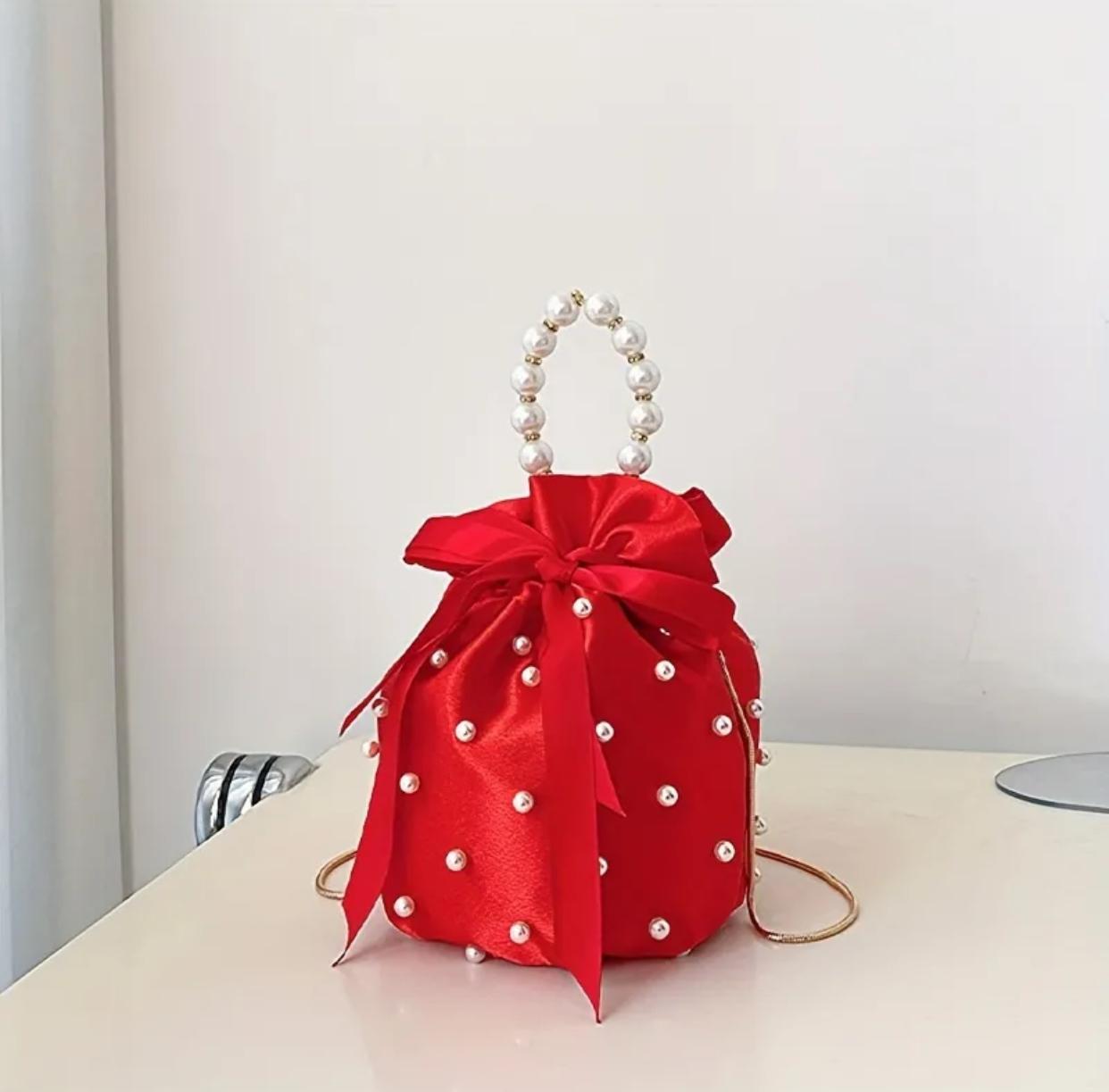 Bright Red Mini Fashion Drawstring Bucket Bag