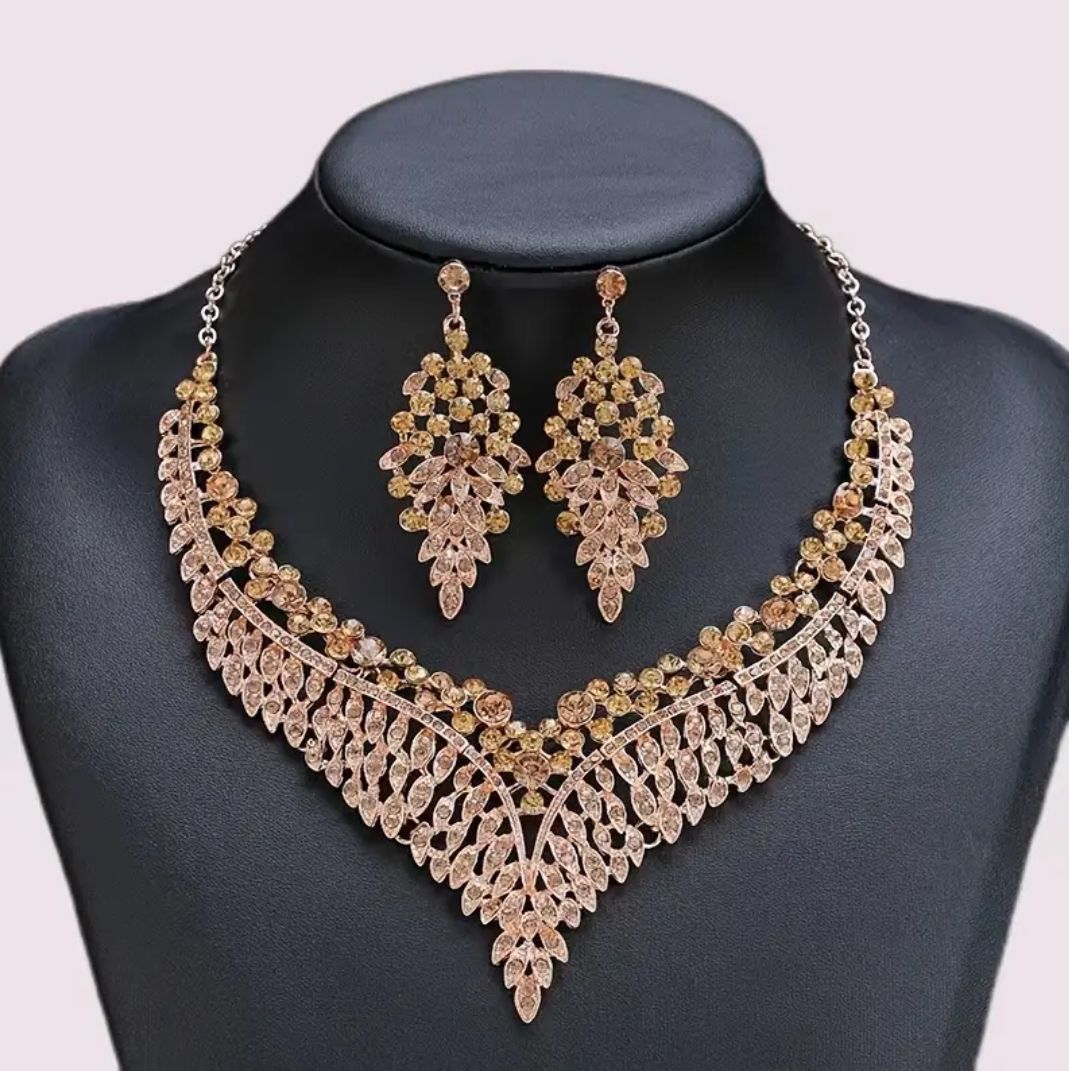 Champagne Rhinestones Jewelry Set