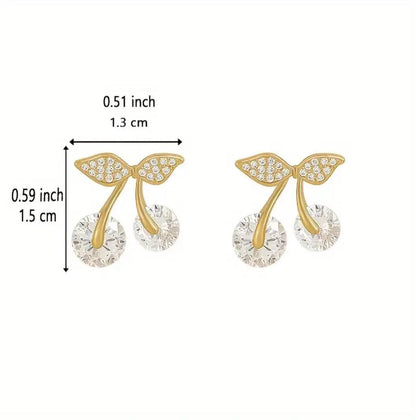 Elegant Cherry-Shaped Stud Earrings with Sparkling CZ