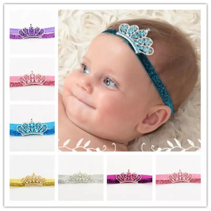Colorful Infant Tiaras In 6 Colors/Baby girl Princess Elastic Headbands With Crystal Crown/ Baby Gift