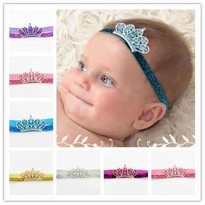 Colorful Infant Tiaras In 6 Colors/Baby girl Princess Elastic Headbands With Crystal Crown/ Baby Gift