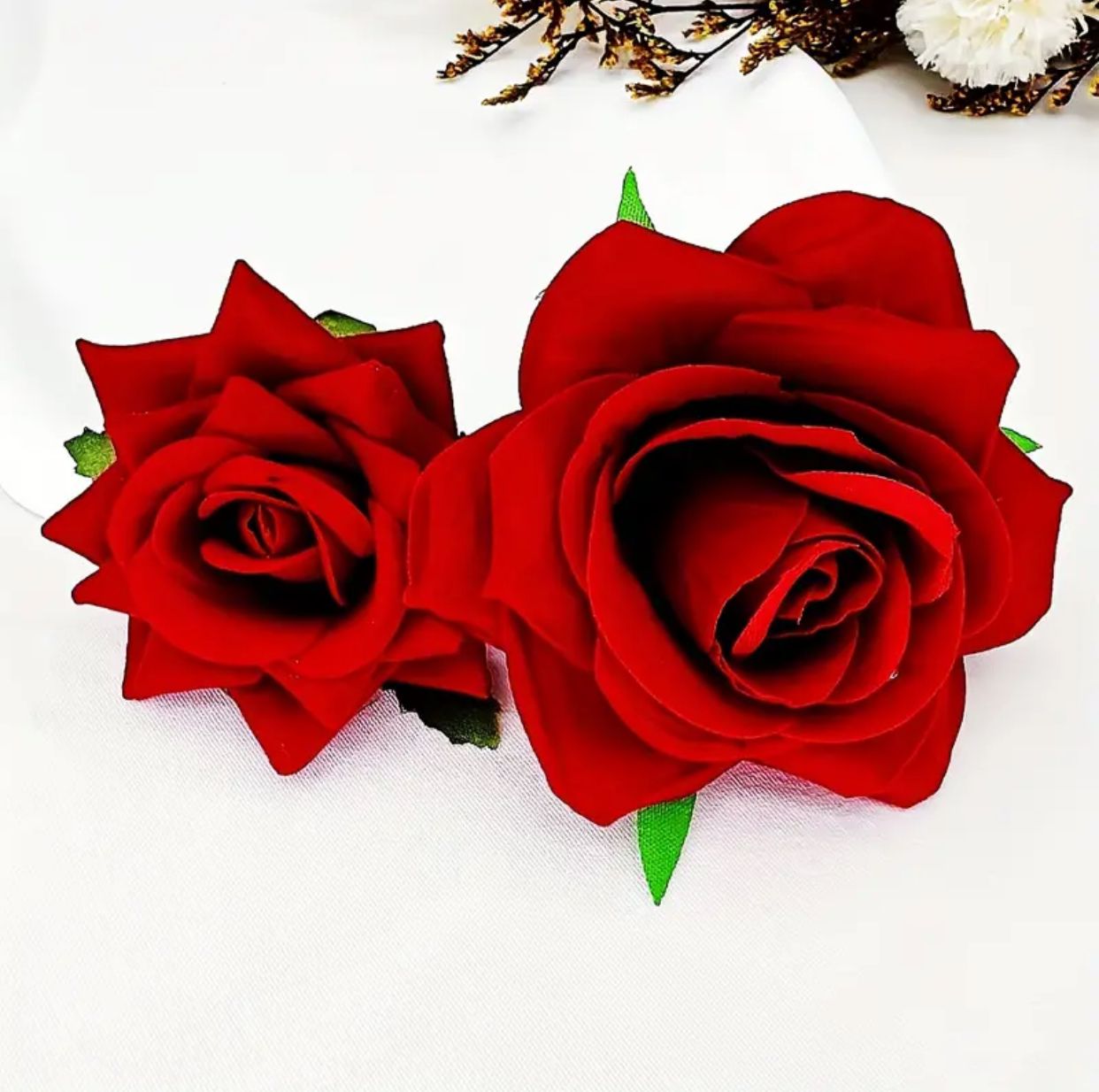 2pcs Red Roses Hair Clips