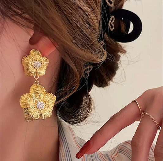 Gold Plated Flower Earrings