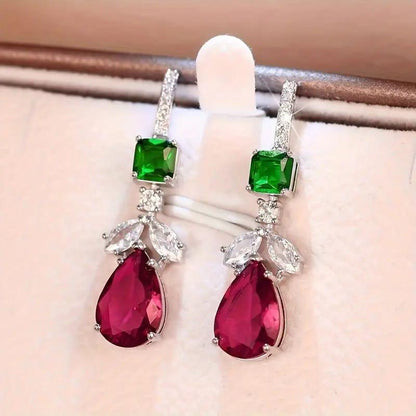 uxury Crystal Gems Dangle Earrings