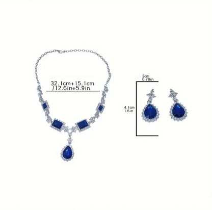 Elegant Blue Gemstones & Crystals Jewelry Set