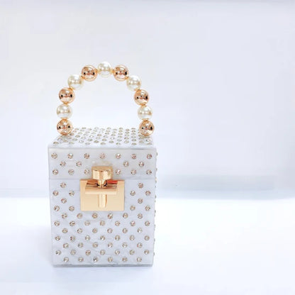 Luxury Pearl Handle Rhinestone Clutch