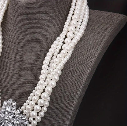 Vintage Water-Drop Multi-Strand Faux Pearl Necklace