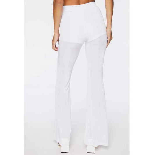 Slinky High-Rise Flare Pants in White