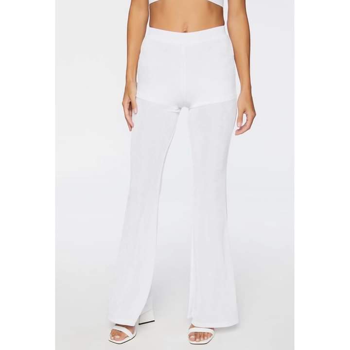 Slinky High-Rise Flare Pants in White