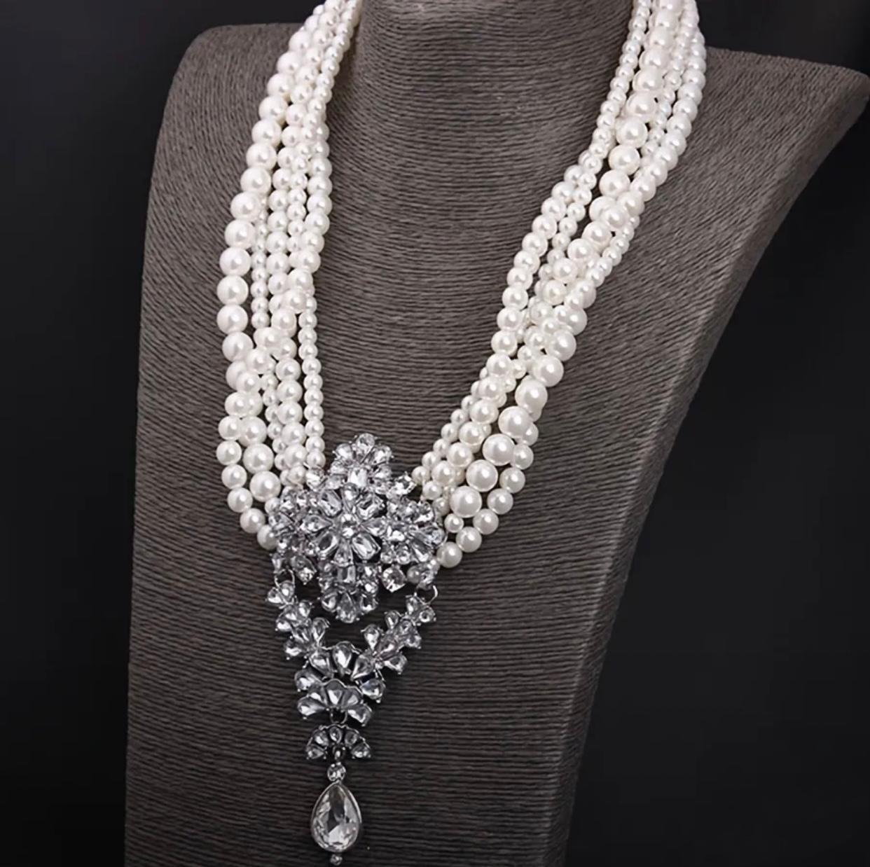 Vintage Water-Drop Multi-Strand Faux Pearl Necklace