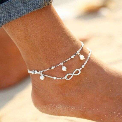 Bohemian Infinity Pearl Anklet, Honeymoon Anklet, Beach Anklet