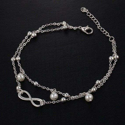 Bohemian Infinity Pearl Anklet, Honeymoon Anklet, Beach Anklet