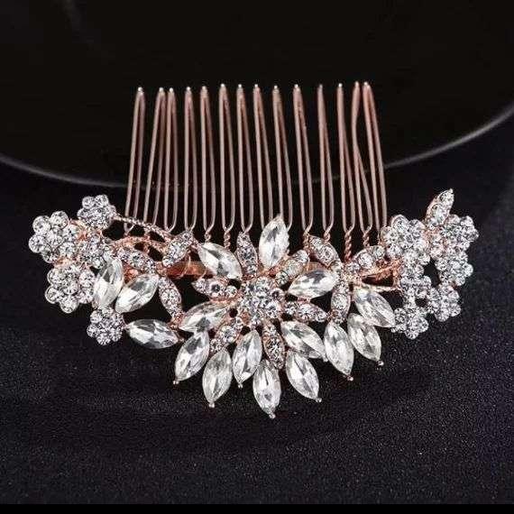 Rose Gold Crystal Leaves Hair Comb