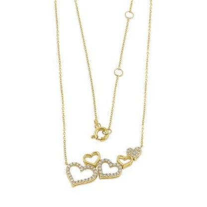 Solid 14K Heart Cluster CZ Necklace