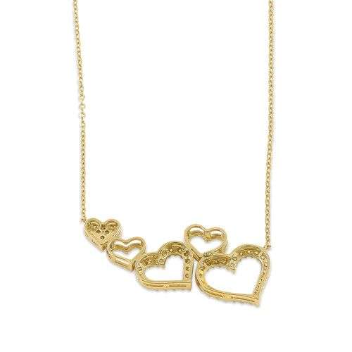 Solid 14K Heart Cluster CZ Necklace