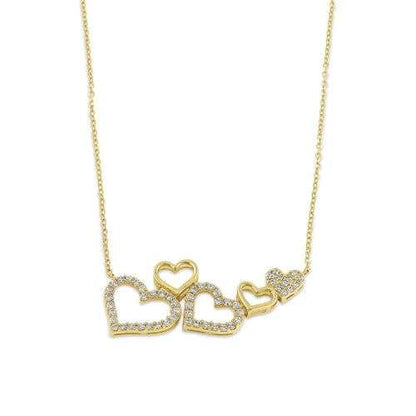 Solid 14K Heart Cluster CZ Necklace