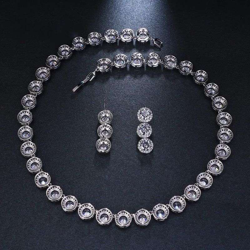 Round CZ Bridal Jewelry Set