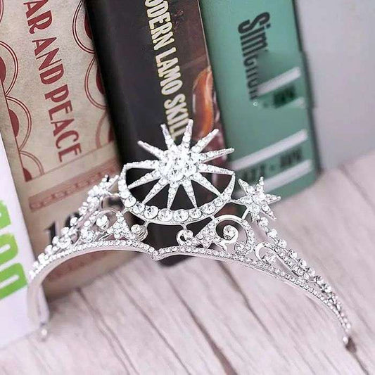 The Crescent Moon and Stars Crystal Tiara