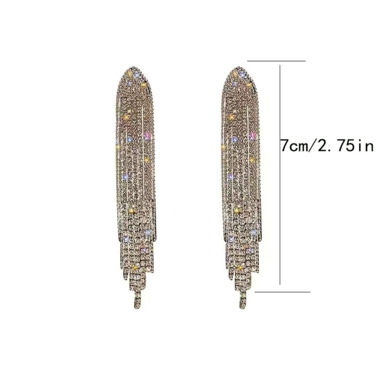 Exaggerated Long Tassels Rhinestone Earrings