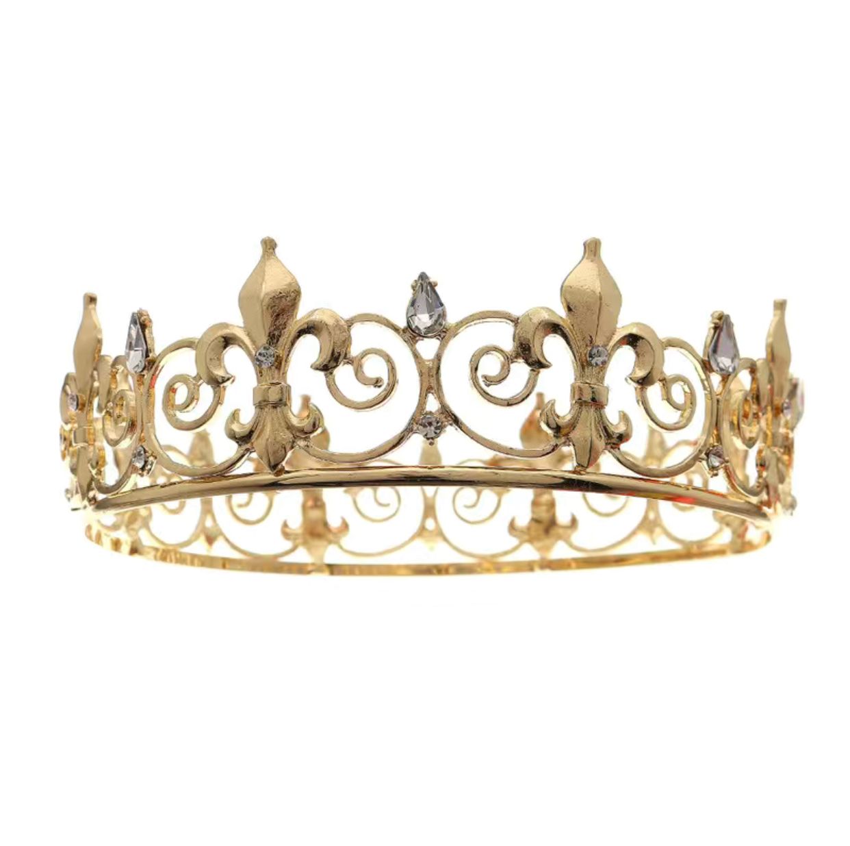 Baroque Full Circle Rhinestones Embellished Golden Crown