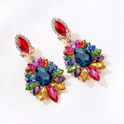 Luxury Crystal Floral Bridal Drop Earrings