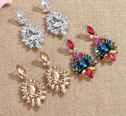 Luxury Crystal Floral Bridal Drop Earrings