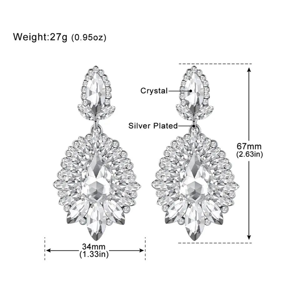 Luxury Crystal Floral Bridal Drop Earrings