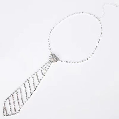 Rhinestones Tie Necklace