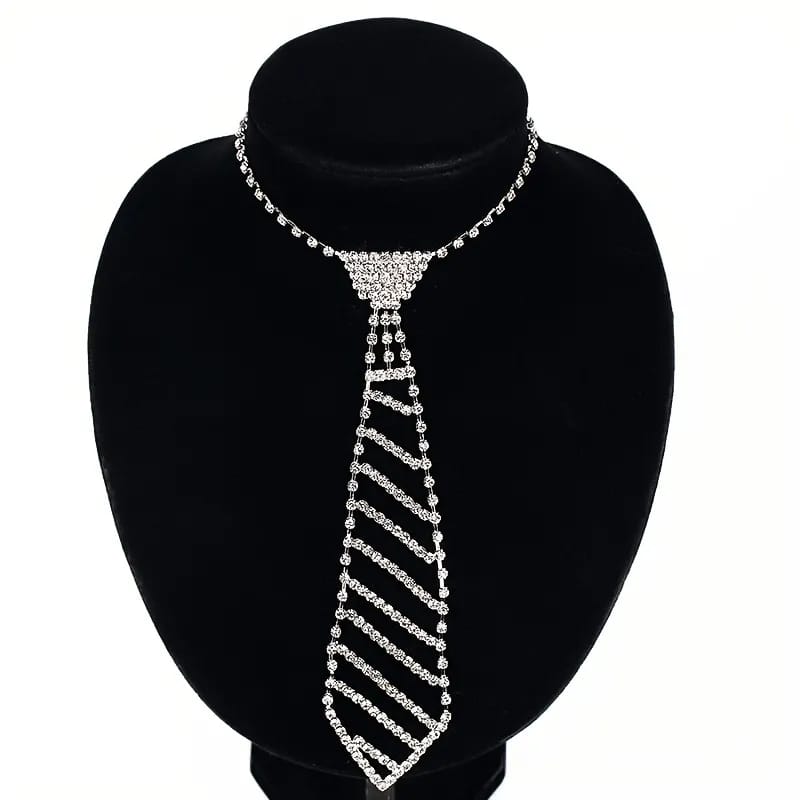 Rhinestones Tie Necklace