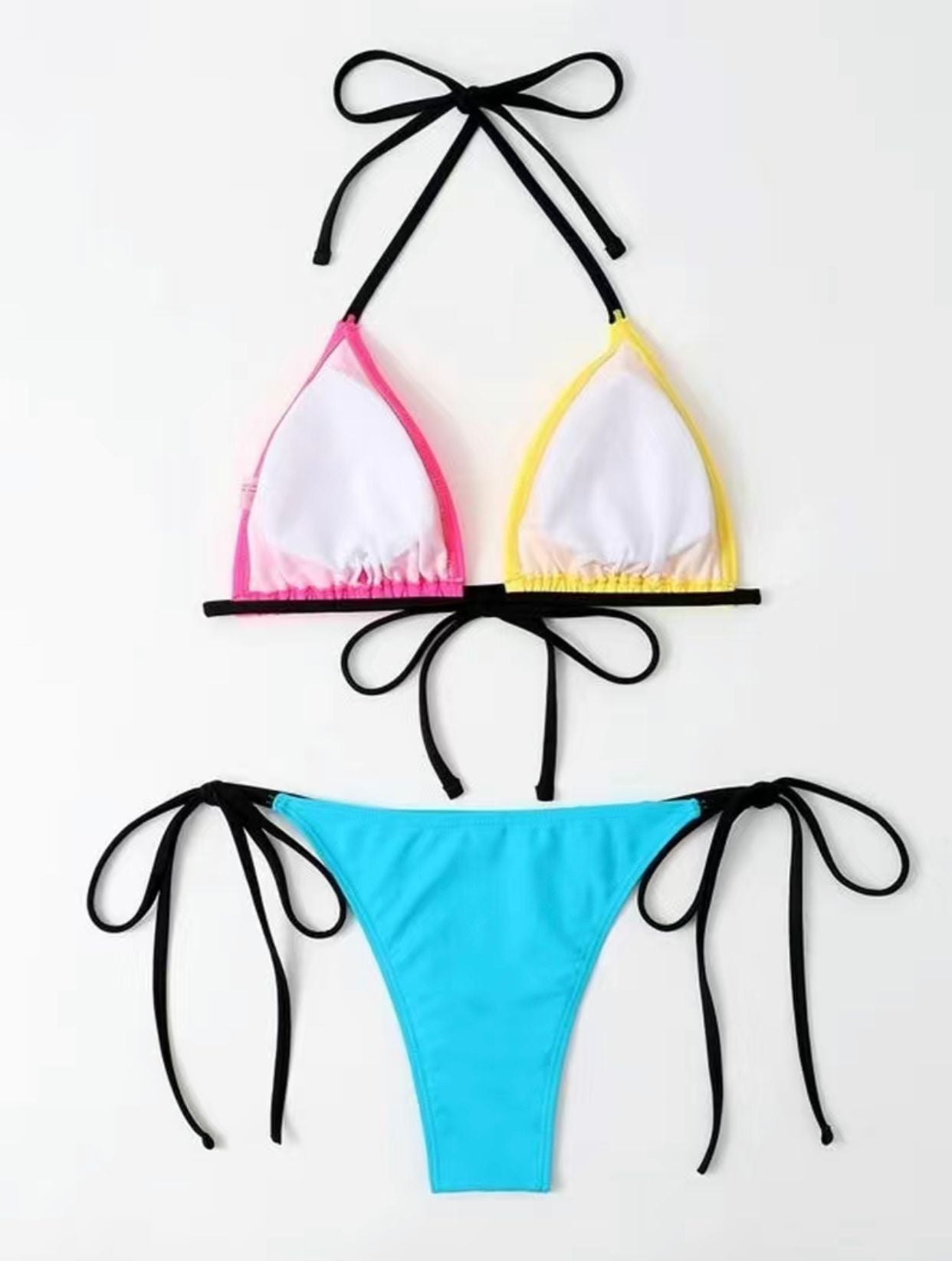 Color Block Two Piece Bikini Swimsuit Set