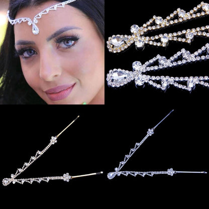 Rhinestone Waterdrop Bridal Hair Chain