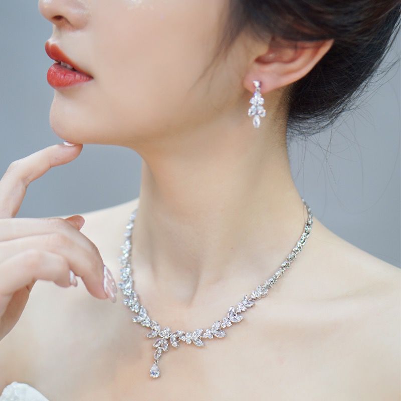 CZ Crystal Leaves Jewelry Set 