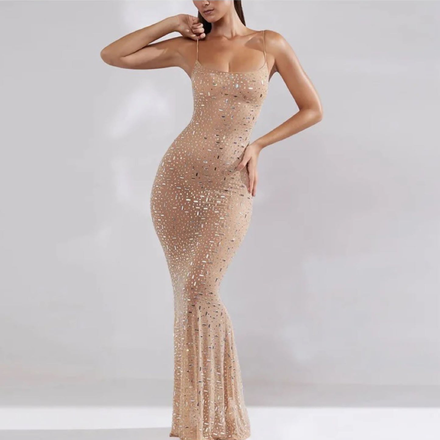 Sexy Strap Diamond Evening Dress