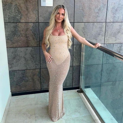 Sexy Strap Diamond Evening Dress