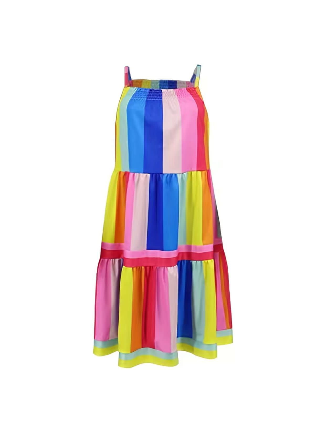 Multicolor Stripes Tiered Mini Dress