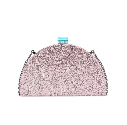 Rainbow Glitter Semicircle Clutch Bag