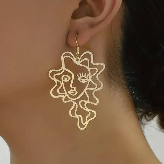 Hollow Cutout Face Drop Earrings