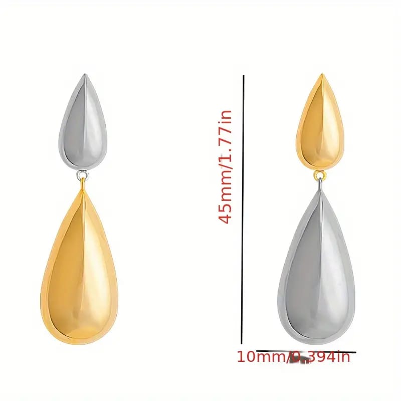 Two-Tone Water Drop Earrings