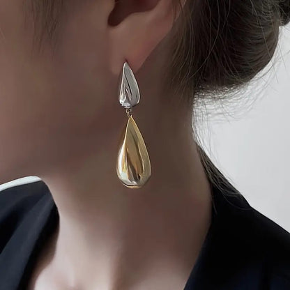 Two-Tone Water Drop Earrings