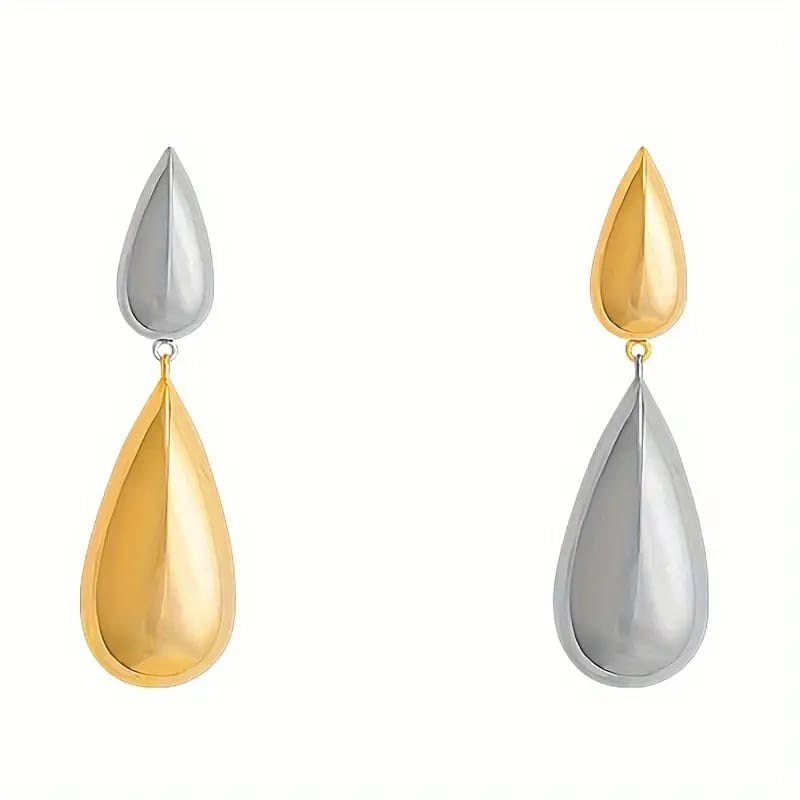 Two-Tone Water Drop Earrings