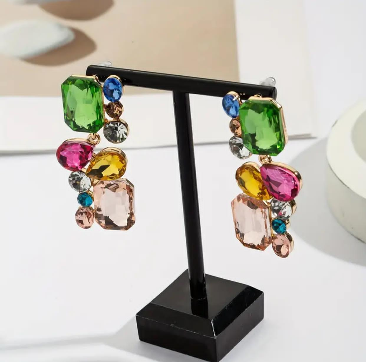 Multicolor Crystal Stones Earrings