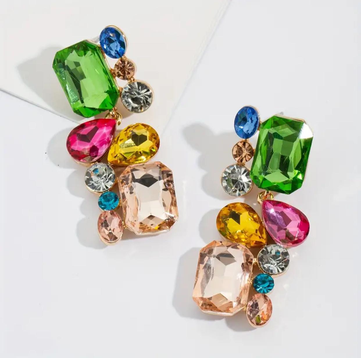 Multicolor Crystal Stones Earrings