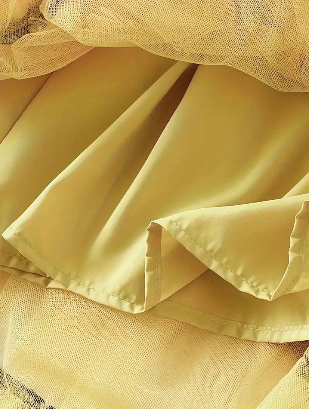 Solid Color Layered Ruffle Midi Skirt In Yellow